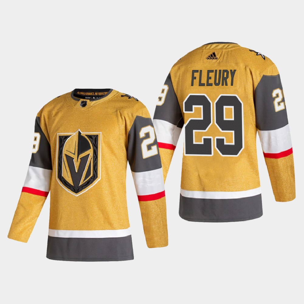 Vegas Golden Knights 29 Marc-Andre Fleury Men Adidas 2020 Authentic Player Alternate Stitched NHL Jersey Gold